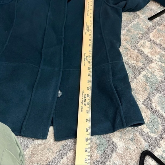 Linda Allard Ellen Tracy Womens Jacket Coat Green Buttons Pockets 100% Wool 12 - Picture 8 of 9